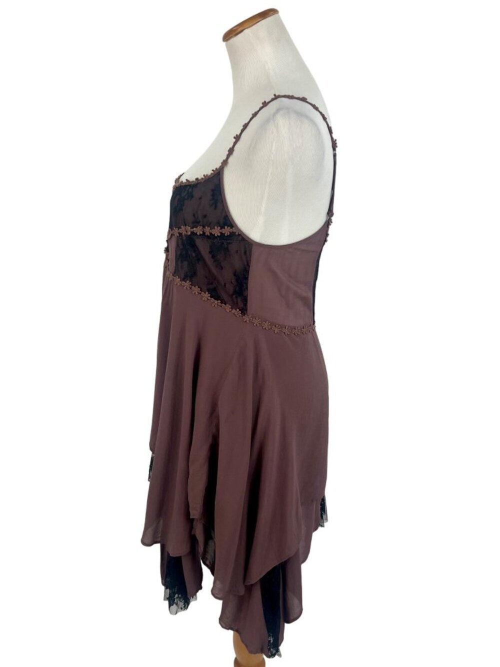 RARE Free People Pieced Together Layered Lace Slip Dress S | Boho Grunge Fairy - Picture 10 of 16